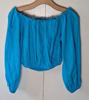 Lanca Perfume Blue Long Sleeve Crop Top Medium